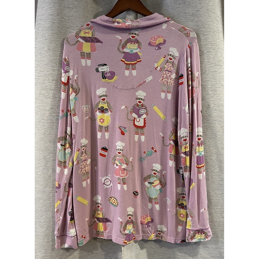 Nick & Nora Pajama Set Sock Monkey Baker 2 Pc‎ Top Bottom PJs Size Large - Picture 4 of 8